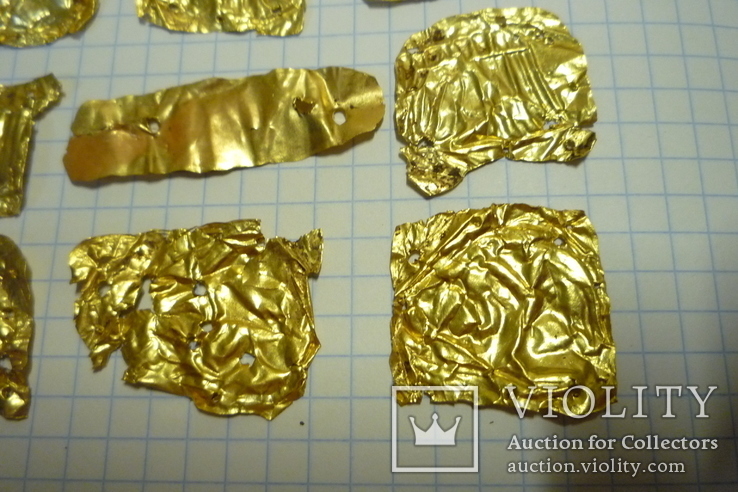 Золотые скифские накладки, вес - 3,6 гр., проба 900+, фото №6