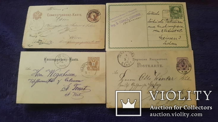 4 старинные открытки прошедшие почту Австрии 19 века, фото №2