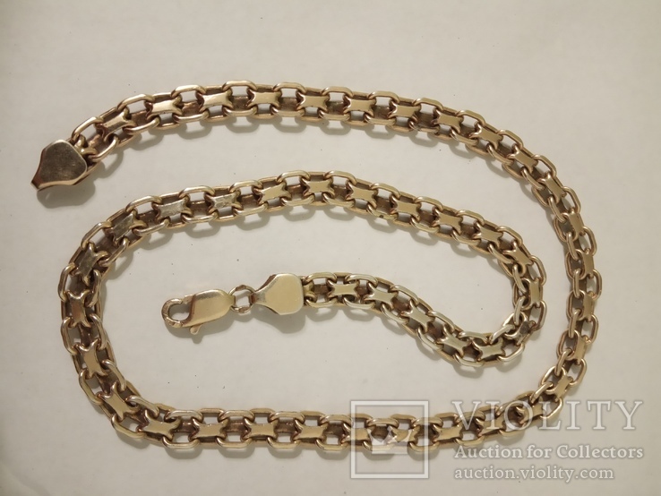 Серебряная цепочка с позолотой - длина 49.5 см., вес 38.7 грамм, фото №3