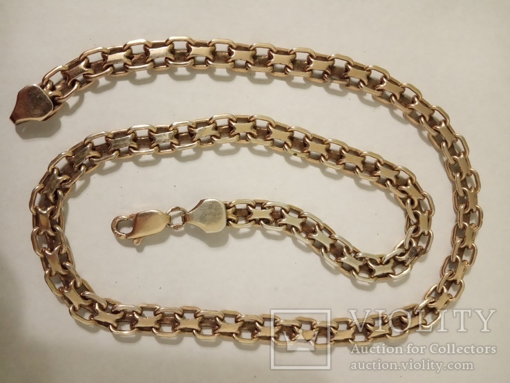 Серебряная цепочка с позолотой - длина 49.5 см., вес 38.7 грамм, фото №2