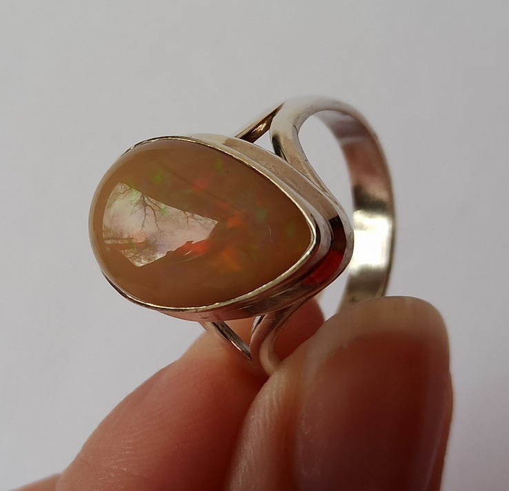Кольцо с опалом. Австралийский опал в серебре., фото №8