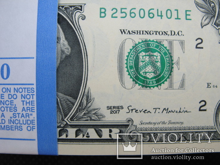 1 долар США 2017рік UNC (1 корінець 100 доларів номер в номер), фото №7