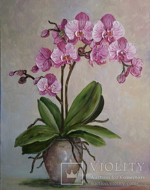 Картина натюрморт Орхидея автор Короткова Т. Г. холст масло 40х50см, фото №2