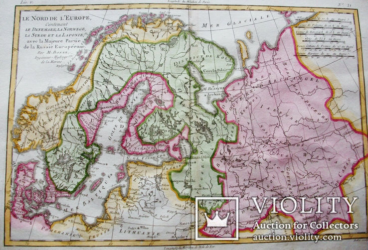 1770 Карта Северной России. Скандинавия. Европа. Ручная роспись, numer zdjęcia 2