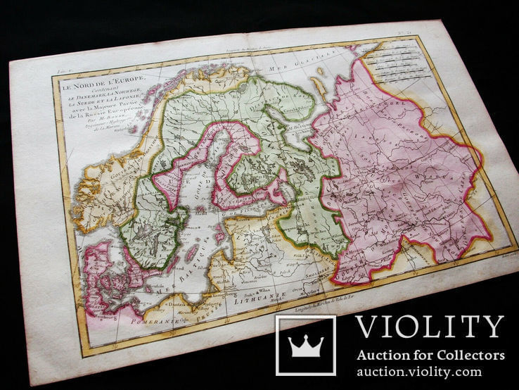 1770 Карта Северной России. Скандинавия. Европа. Ручная роспись, фото №4