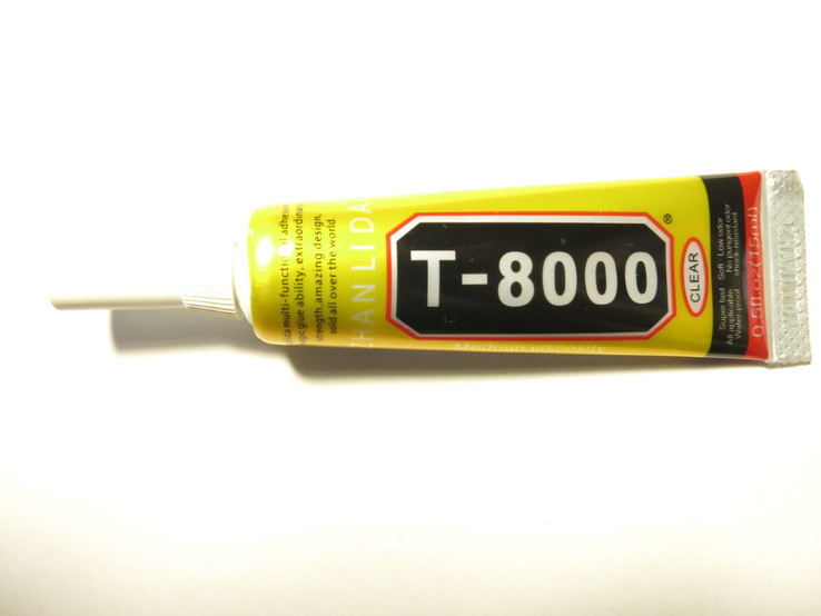 Универсальный клей-герметик T8000 с дозатором (прозрачный) 15мл, фото №2