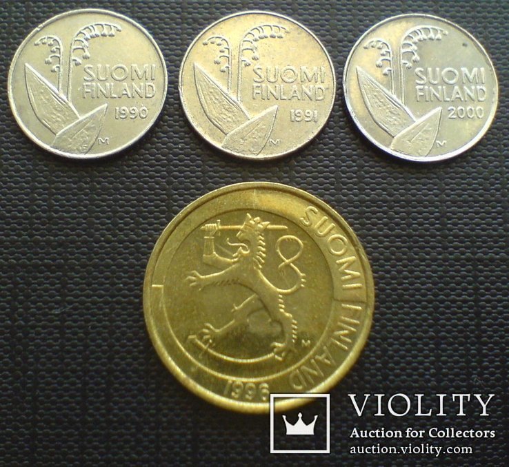 Финляндия подборка 1 марка + 10 пенни, фото №2