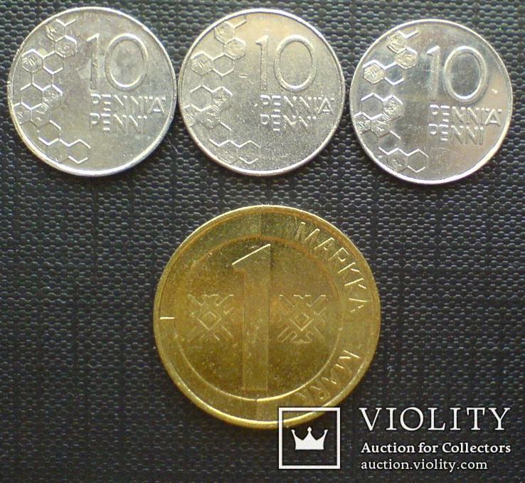 Финляндия подборка 1 марка + 10 пенни, фото №5