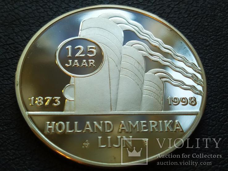Роттердам VI Корабль монетовидный жетон 125 лет Holland America Line 1998, фото №3