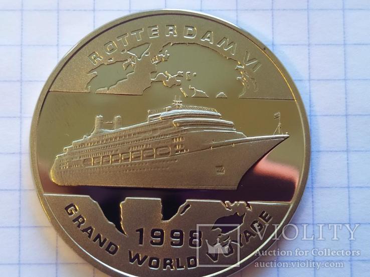 Роттердам VI Корабль монетовидный жетон 125 лет Holland America Line 1998, фото №4