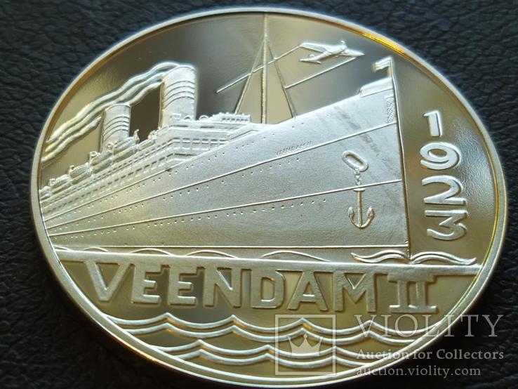 Вииндам II 1923 Корабль монетовидный жетон 125 лет Holland America Line 1998, фото №2