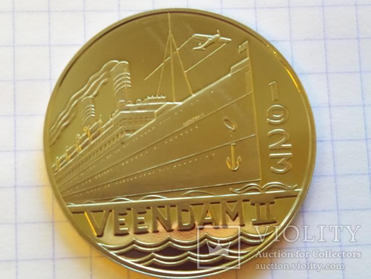 Вииндам II 1923 Корабль монетовидный жетон 125 лет Holland America Line 1998, фото №4