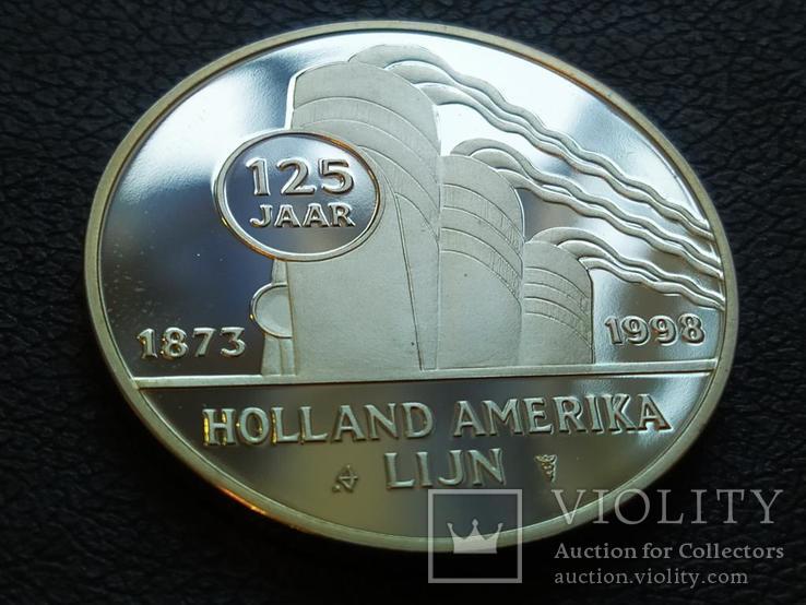 Роттердам III 1900 Корабль монетовидный жетон 125 лет Holland America Line 1998, фото №3