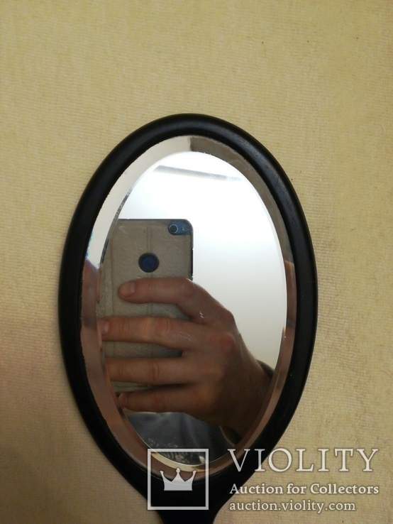 Ручное зеркало Франция чёрное дерево клеймо, фото №12