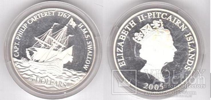 Pitcairn Islands о-ва Питкэрн - 5 Dollars 2005 серебро aUNC JavirNV