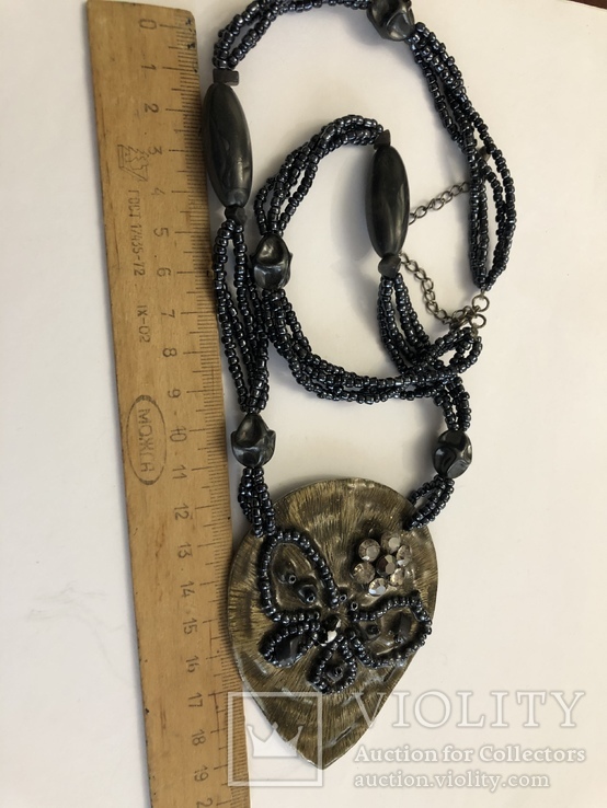 Ожерелье колье с крупной подвеской эмаль ручная работа винтаж, фото №8