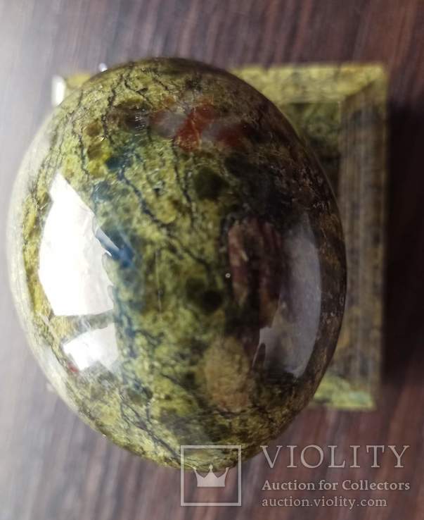 Яйцо с подставкой,змеевик 8 см, фото №7