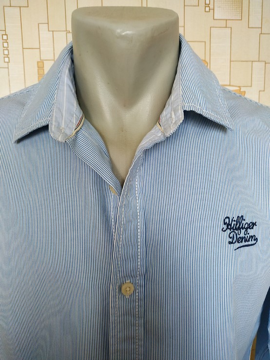 Рубашка бело-голубая полоса TOMMY HILFIGER коттон р-р М(маломерит), фото №5