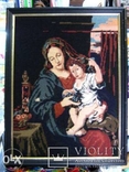Старинная Икона "Мадонна с Младенцем", гобелен, XIX век, Германия, фото №4