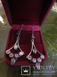 Серьги ‘‘Malgorzata’’ с розовыми цирконами, серебро 925‘‘, Европа., фото №2