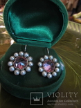 Серьги ‘‘Malgorzata’’ с розовыми цирконами и жемчугом, серебро 925‘‘, Европа, фото №2