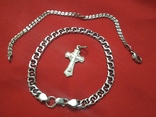 Серебряные браслеты и крестик, фото №2