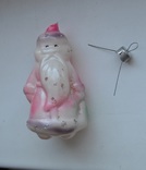 Старая стеклянная новогодняя игрушка на ёлку " Дед Мороз ". Из СССР. Высота 10 см., фото №3