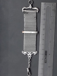 Цепочка-альбертина в форме ленты Крымской медали с планкой SEBASTOPOL, серебро, Франция, фото №9