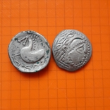 Кельтское подражание тетрадрахме Филиппа II Македонского серебро., фото №3