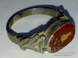 Серебряный перстень с сердоликовой геммой в золоте., фото №5