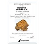 Залізний метеорит Sikhote-Alin, 39.2 грама, з сертифікатом автентичності, фото №11