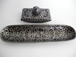 Старинный Настольный набор ( Фарфор , серебро , штихель , клеймо ), фото №12