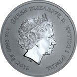 Срібна монета 1oz Залізна Людина 1 долар 2018 Тувалу, фото №3