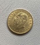 Италия 20 лир 1865 год золото 6,45 грамм 900’, фото №2