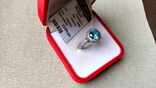 Кольцо серебро 925 вставки голубой кварц и цирконы., numer zdjęcia 9