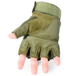 Тактические перчатки с открытыми пальцами GREEN, фото №3