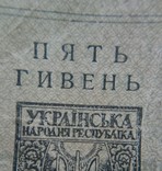 5 гривень 1919 (помилка ГИВЕНЬ), фото №3