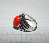 Кольцо с кораллово-красной вставкой, фото №4