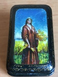 Шкатулка мини-лак,роспись "Руфь" автор А.С.Молчанов, фото №7