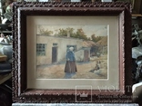 "Во дворе.."  к.акв., 23х31 см., Вл. Заузе. (1859-1939), фото №2