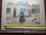 "Во дворе.."  к.акв., 23х31 см., Вл. Заузе. (1859-1939), фото №8