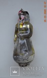 Старая стеклянная новогодняя ёлочная игрушка " Снегурочка ". Из СССР. Размер 10 см. Битая, фото №3