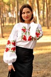 Жіноча біла блуза з вишитими маками, фото №2