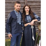 Витончений комплект - чоловіча сорочка з виразною вишивкою і жіноча довга сукня, фото №3
