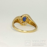 Золотое кольцо с натуральным сапфиром и бриллиантами, фото №6