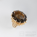Золотое кольцо с натуральным дымчатым кварцем, фото №3