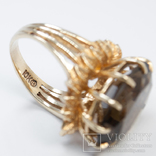 Золотое кольцо с натуральным дымчатым кварцем, фото №4