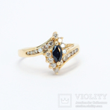 Изящное золотое кольцо с сапфиром и бриллиантами, фото №4