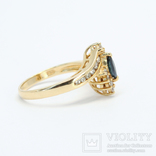 Изящное золотое кольцо с сапфиром и бриллиантами, фото №5