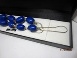Колье Маслины, Ар Деко, из серебра 925 вставки бакелит синий, photo number 4